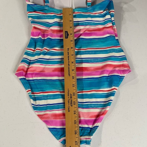 Niptuck Striped Swimsuit Blue, Pink & White Multi-fit Cups Ruched Women’s Size 6 - Picture 9 of 12